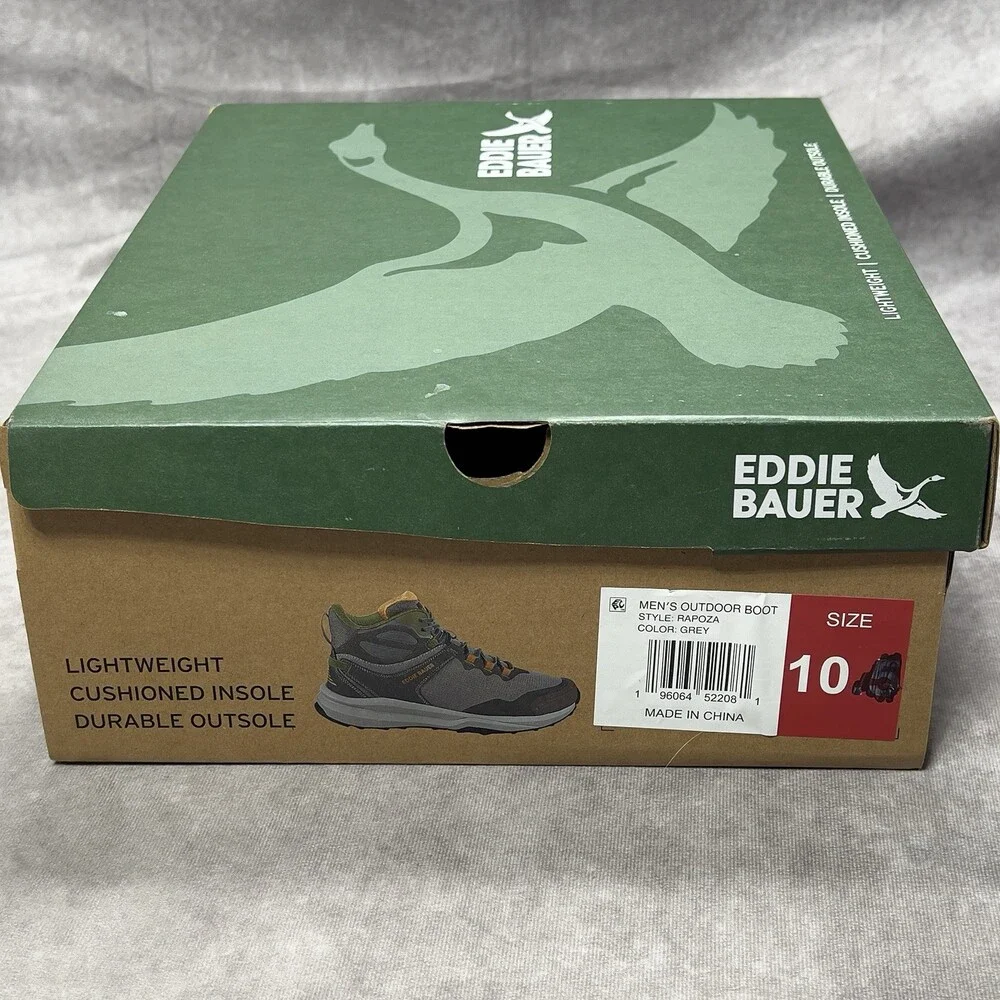 Eddie Bauer Boots Mens Size 10 Grey Rapoza Lightweight Outdoor Hiking Shoes NIB